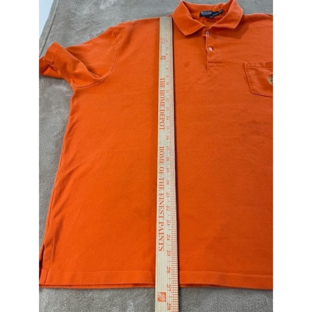 Vintage Polo Ralph Lauren Polo Shirt Men 2XB Big orange Embroidered Crest Pocket - Picture 7 of 8